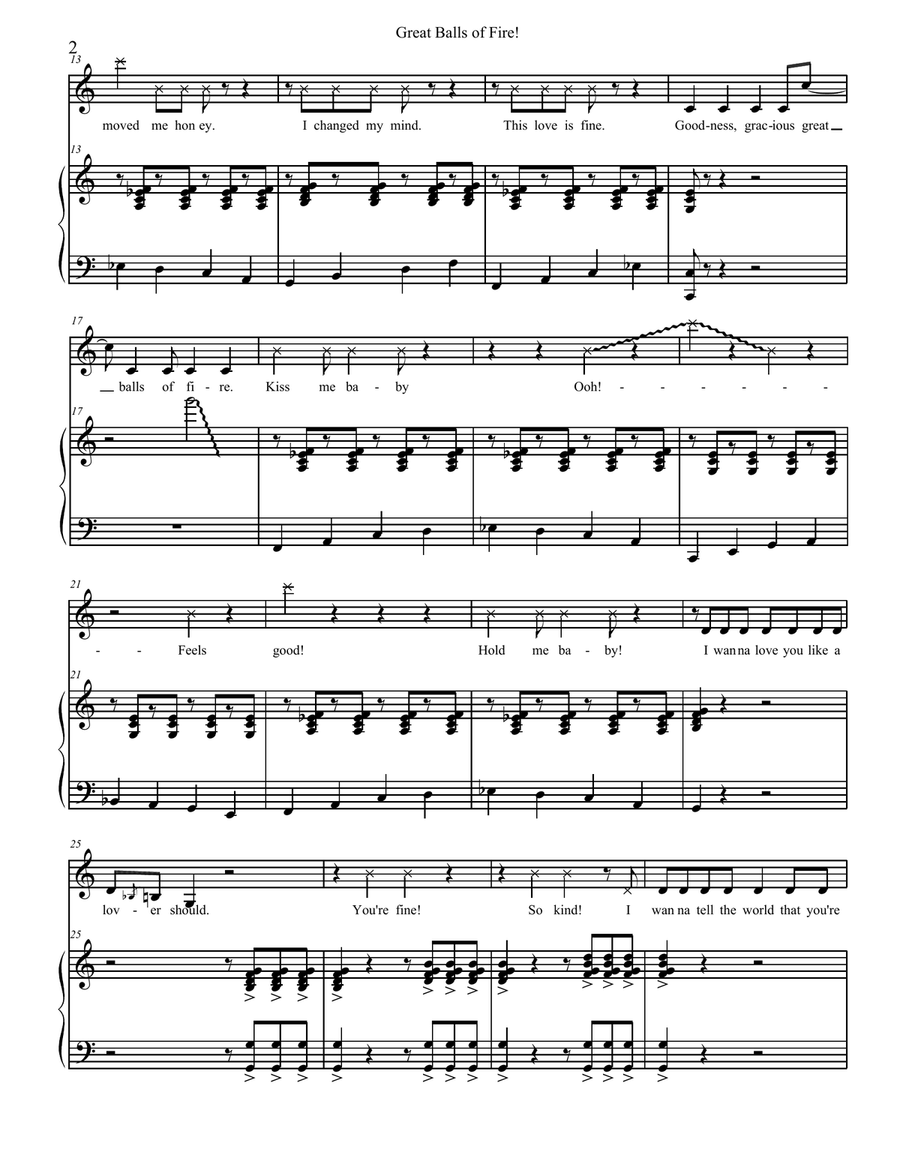 Great Balls Of Fire Piano, Vocal scores gallery preview page 2