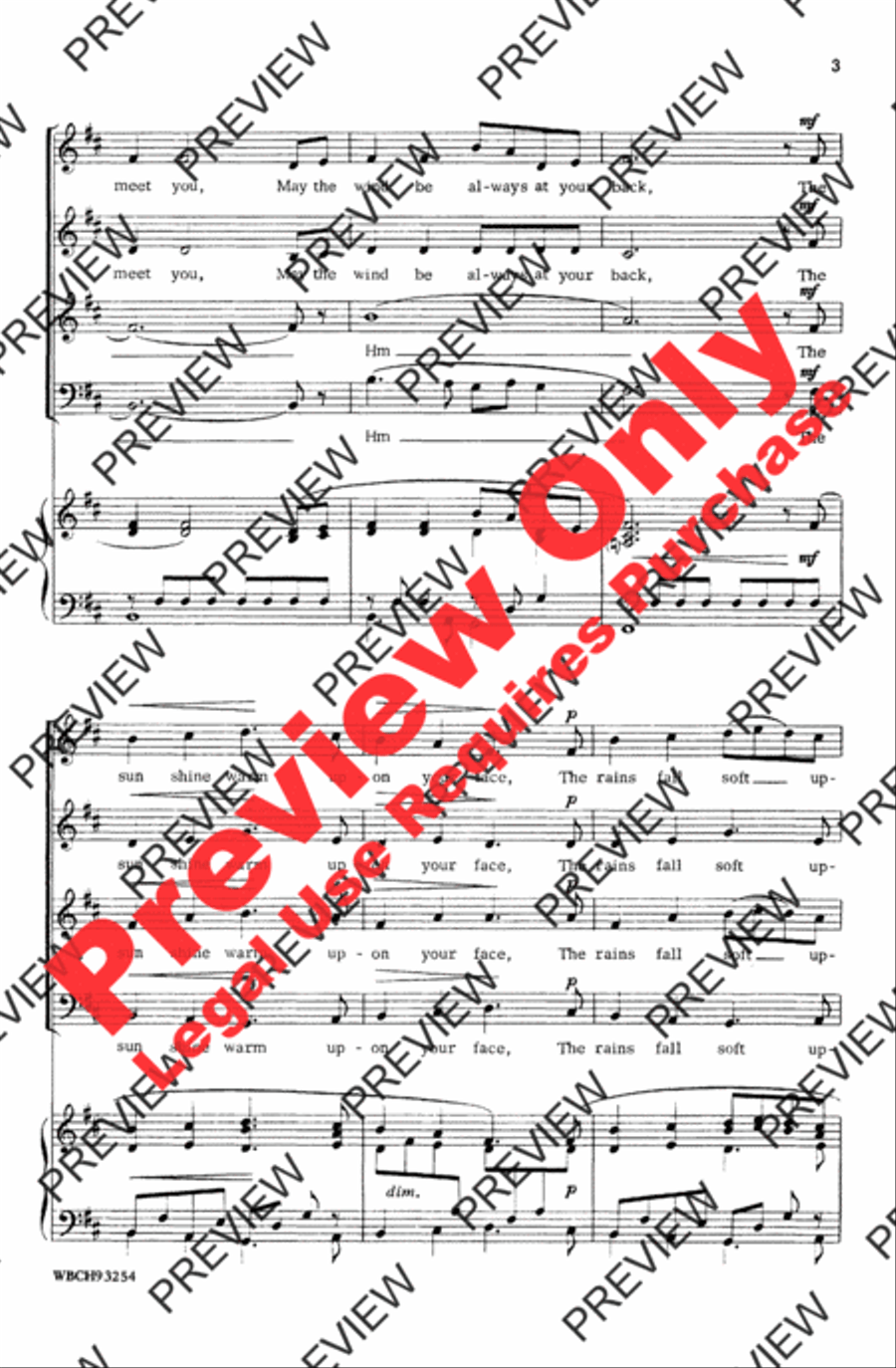 Old Irish Blessing 4-Part scores gallery preview page 3