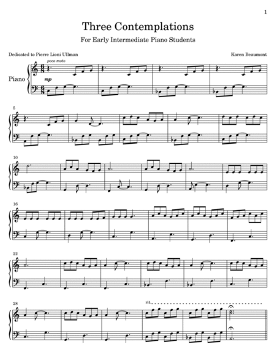 Three Contemplations for early intermediate piano students Piano Method scores gallery preview page 2