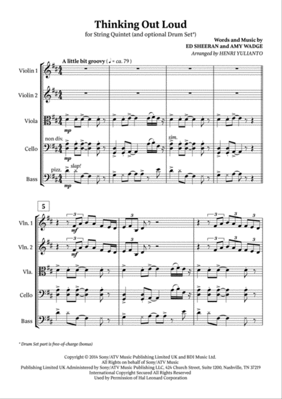 Thinking Out Loud String Quartet scores gallery preview page 2