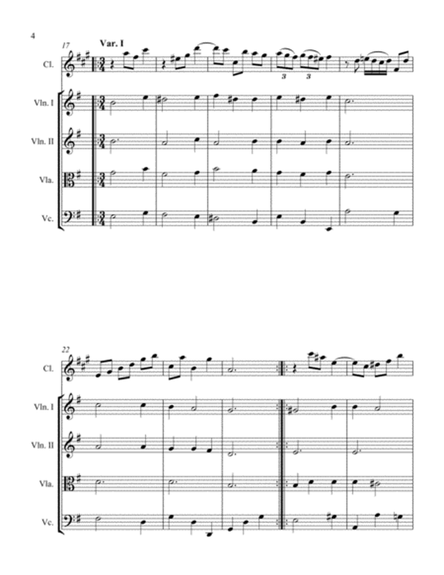 Sonata in E Minor for Clarinet and String Quartet III. Menuet