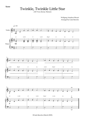 Book cover for Twinkle, Twinkle Little Star - Easy Piano and Violin C Major Chords