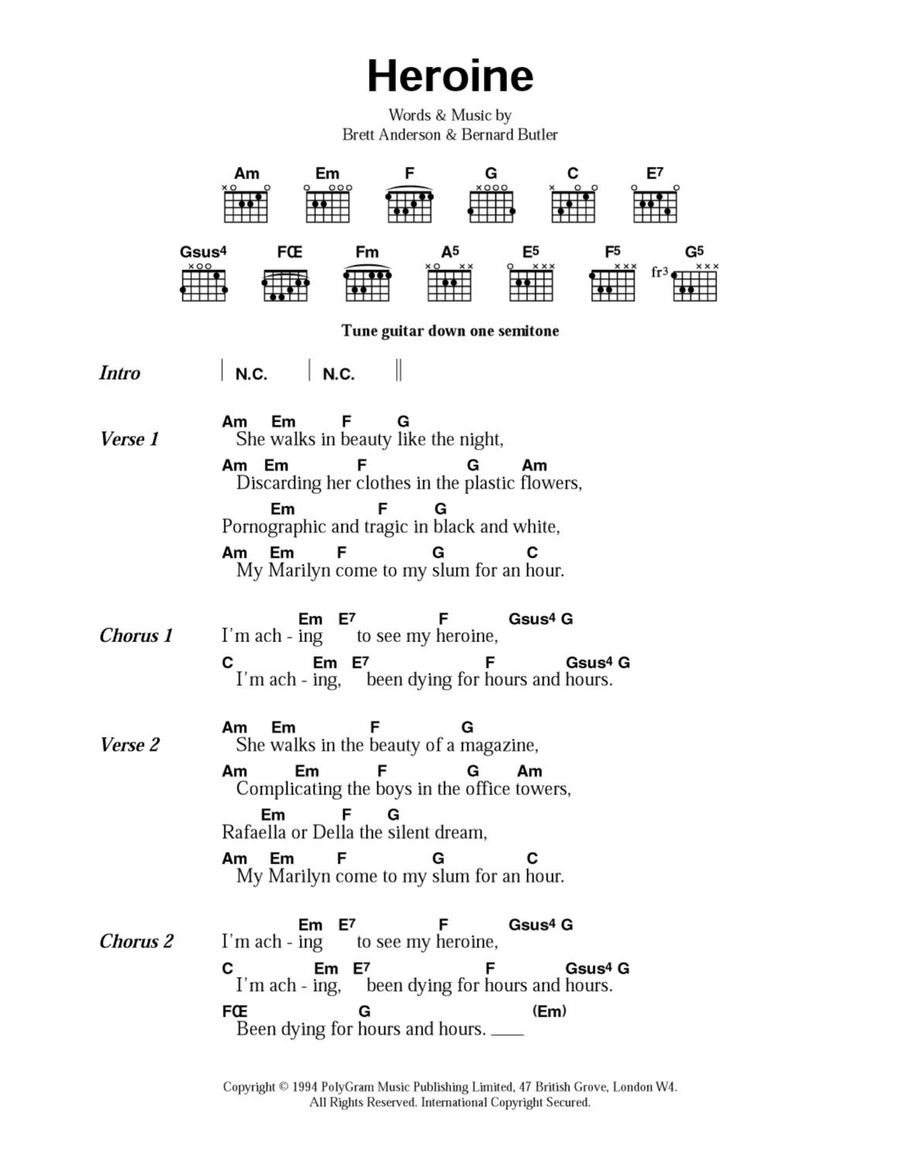 Heroine Easy Guitar scores gallery preview page 1