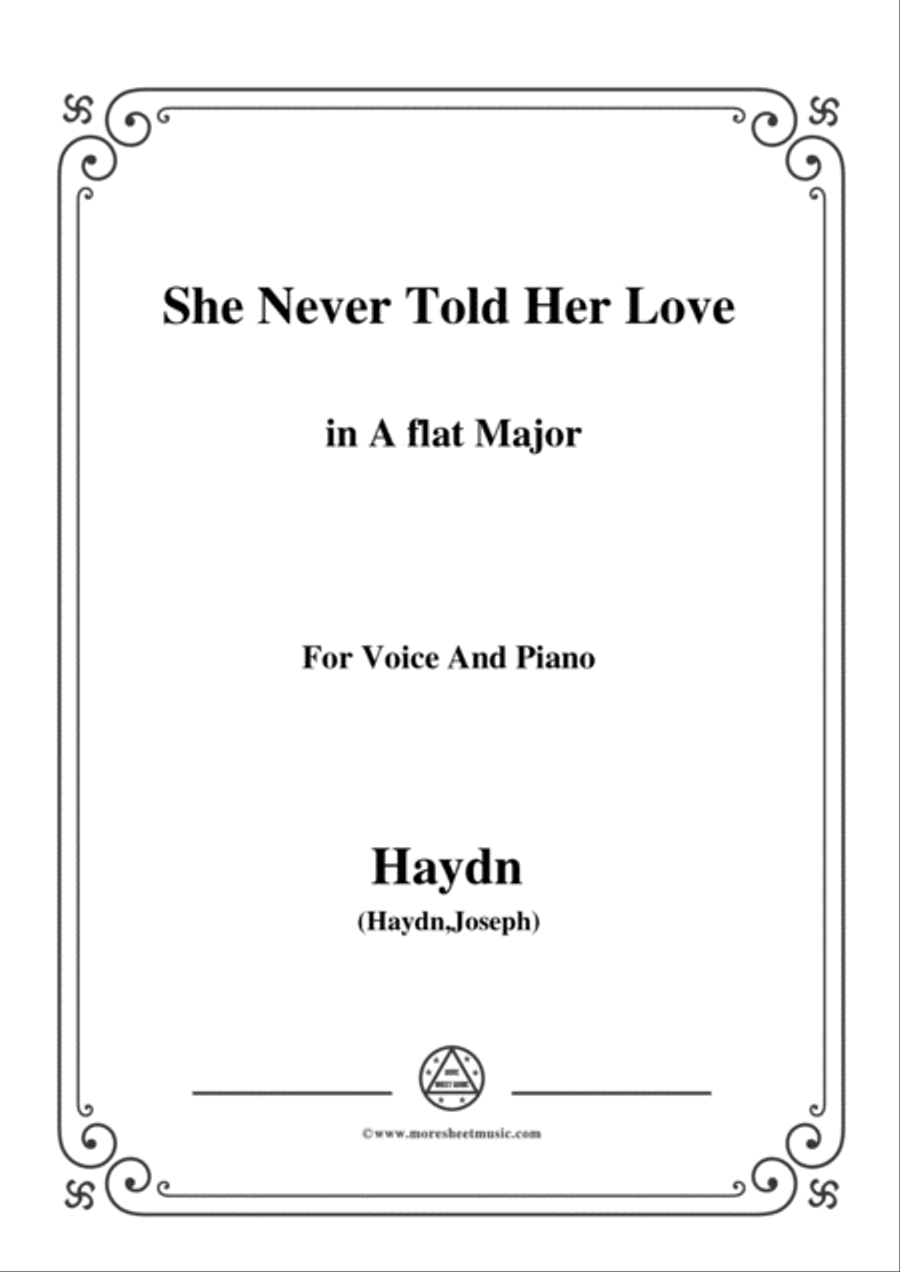 Haydn-She Never Told Her Love in A flat Major, for Voice and Piano Voice Solo scores gallery preview page 1