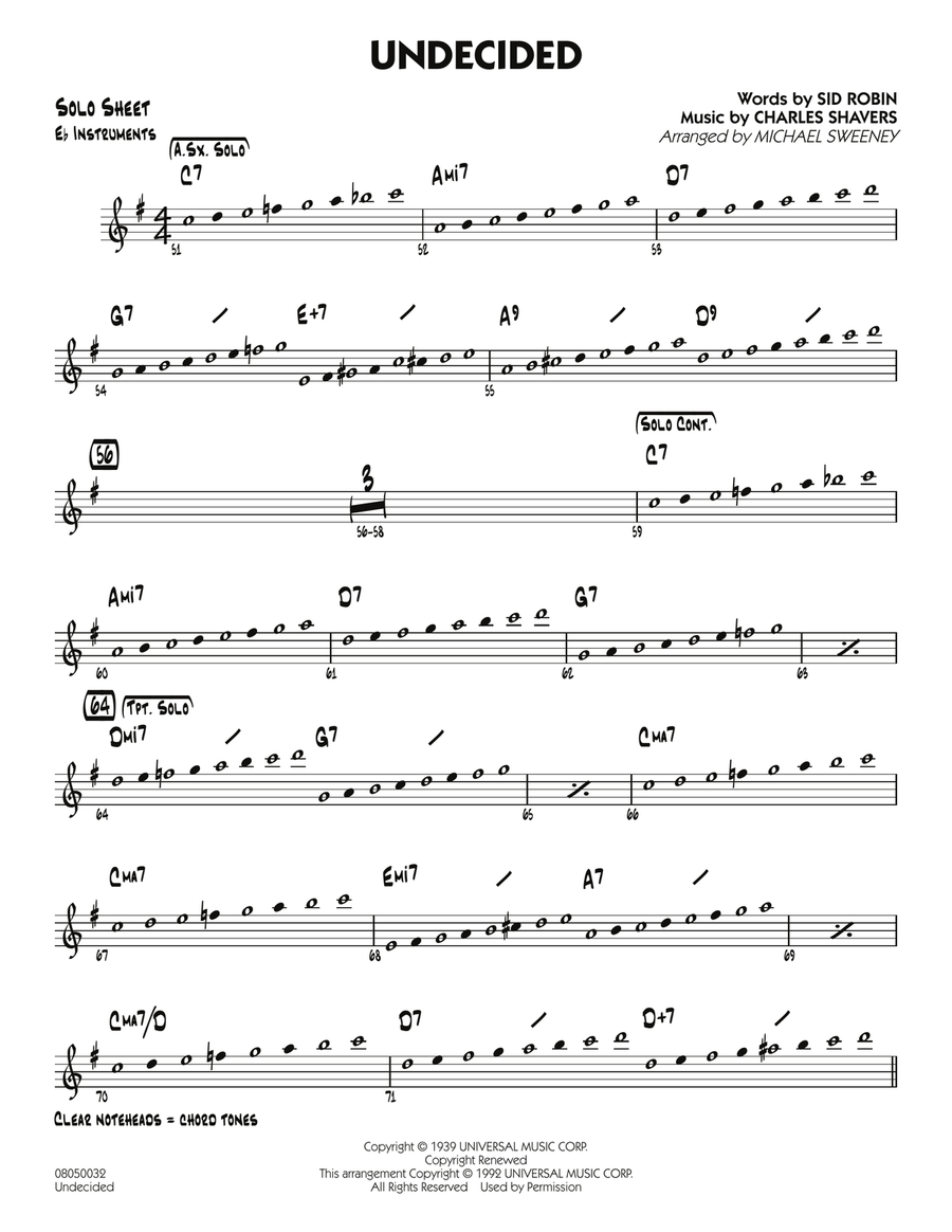 Undecided - Eb Solo Sheet Jazz Ensemble scores gallery preview page 1