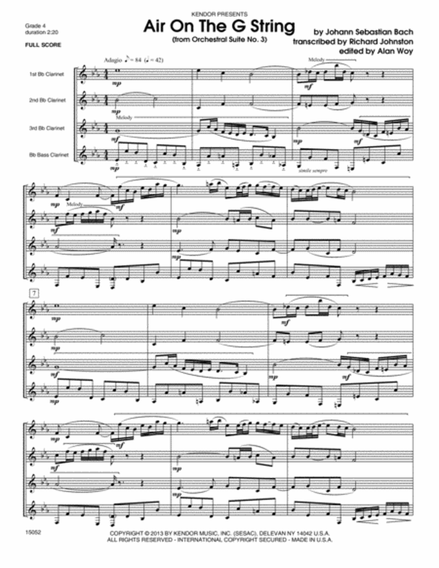 Air On The G String (from Orchestral Suite No. 3) - Conductor Score (Full Score)