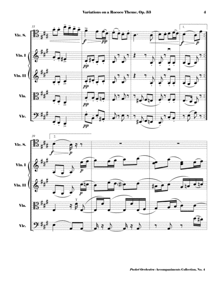 Tchaikowsky - Rococo Variations, Op. 33 ( Accompaniment Reduction for String Quartet) SCORE, PARTS image number null