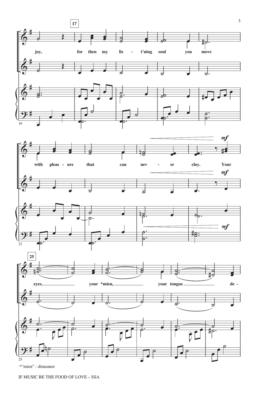 If Music Be The Food Of Love (from Shakespeare's Twelfth Night) SSA scores gallery preview page 2