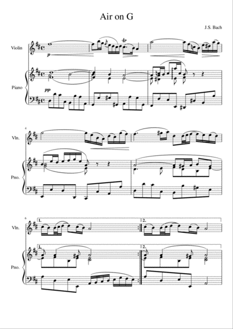 Air on G Air on G Violin Solo scores gallery preview page 1