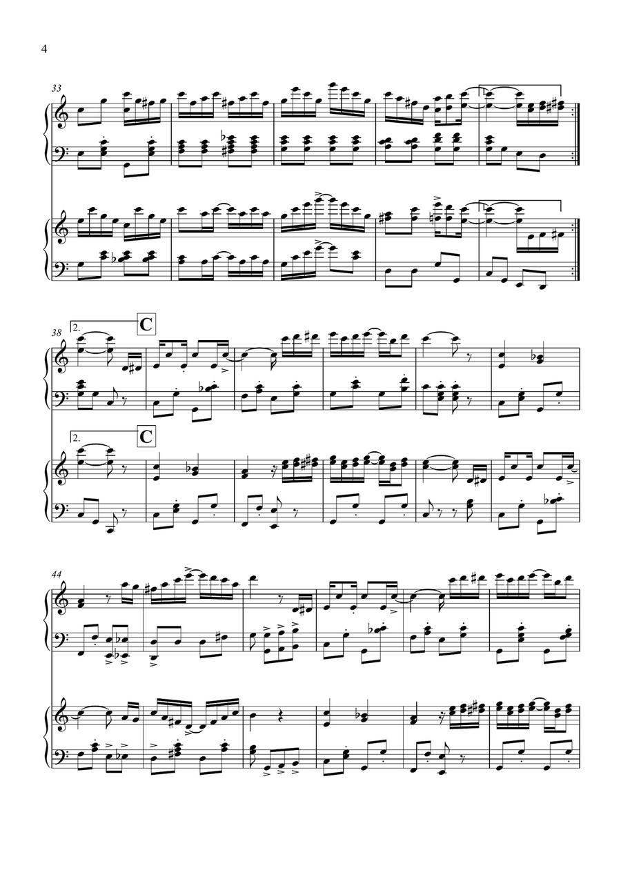 The Entertainer by Scott Joplin, arranged for 2 pianos by Simon Peberdy Piano Duet scores gallery preview page 4
