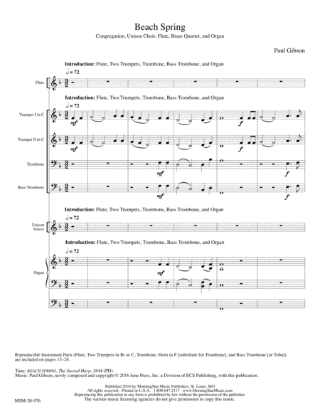 A Festive Hymn Setting on Beach Spring (Downloadable)