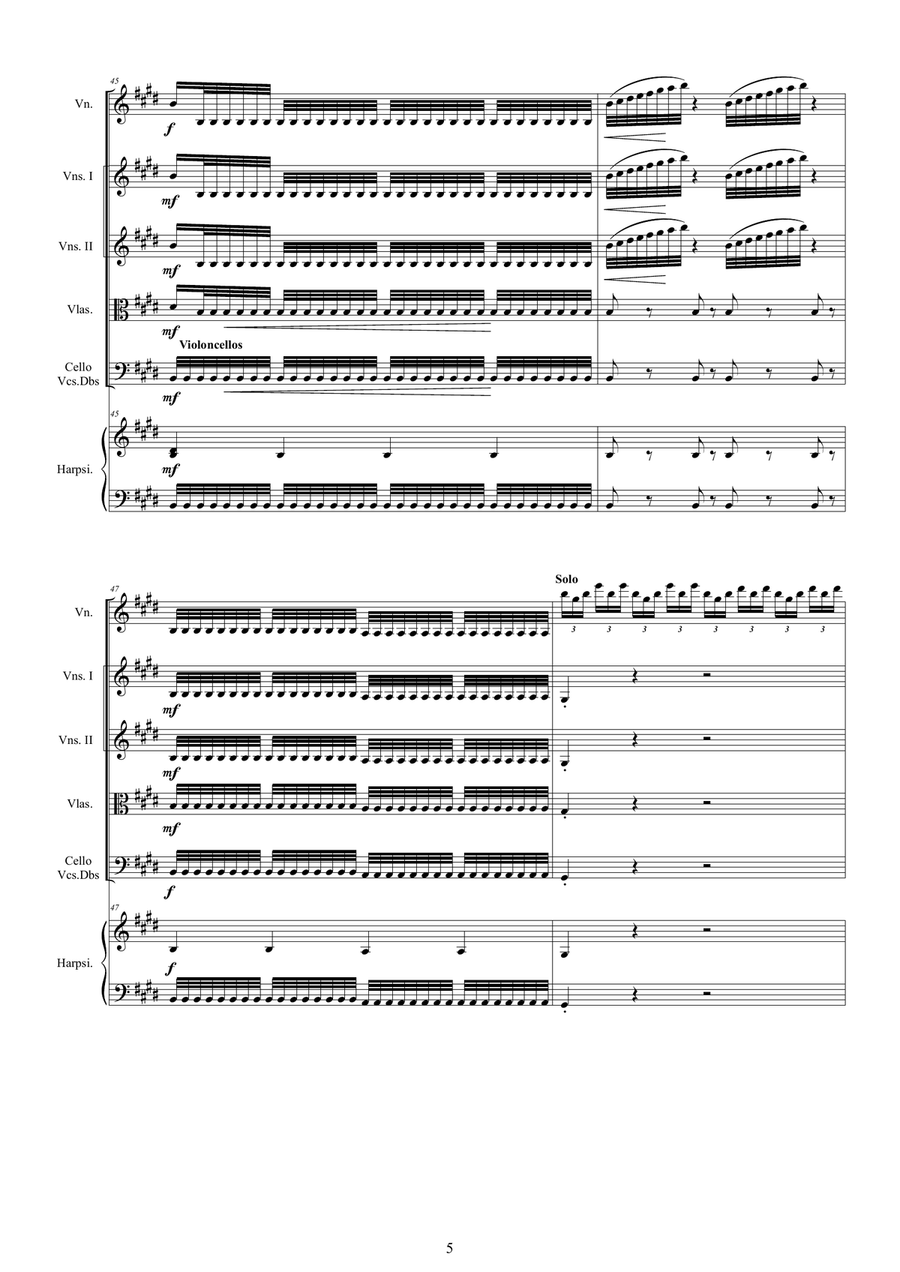 Vivaldi - Violin Concerto No.1 in E major RV 269 (Spring) Op.8 for Violin, Strings and Harpsichord Chamber Orchestra scores gallery preview page 5
