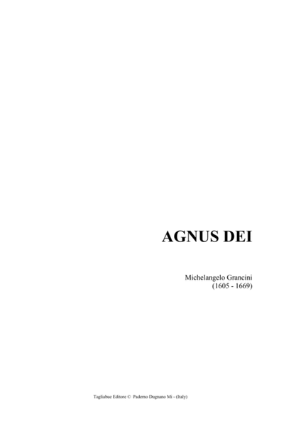 AGNUS DEI - Grancini M. - For SATB Choir - Score Only image number null