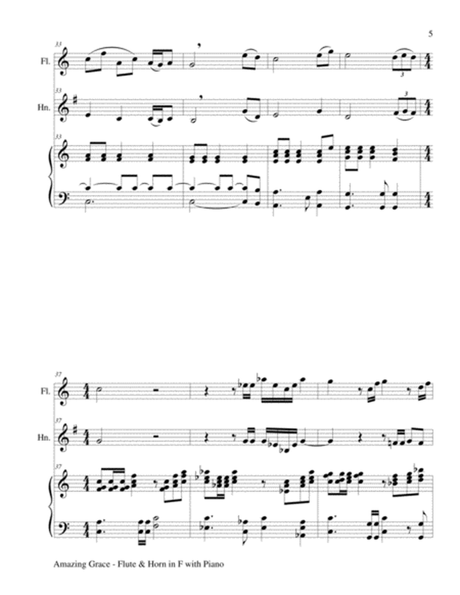 AMAZING GRACE (Flute & Horn in F with Piano - Score & Parts included) image number null