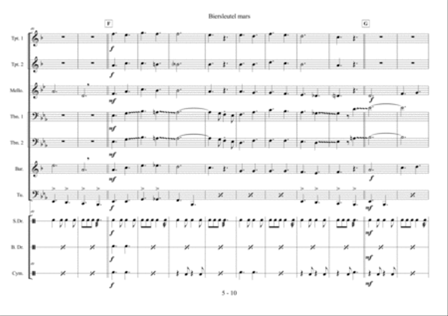 Biersleutel mars (Beer key march) Large Ensemble scores gallery preview page 6