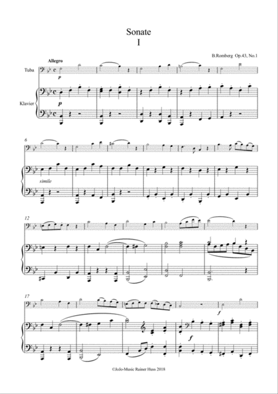 Bernhard Romberg, Sonata op. 43, Bb Major Small Ensemble scores gallery preview page 2