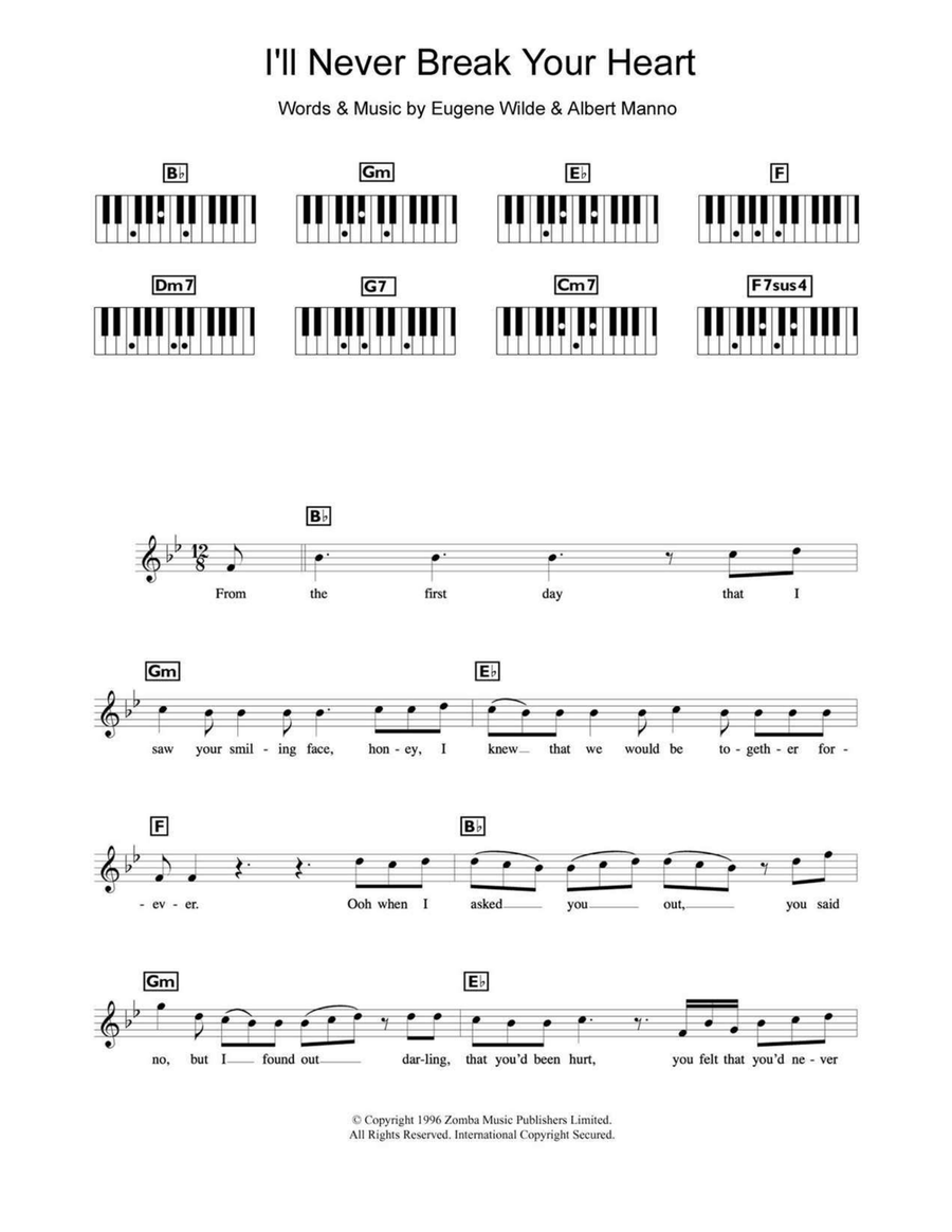 I'll Never Break Your Heart Piano scores gallery preview page 1