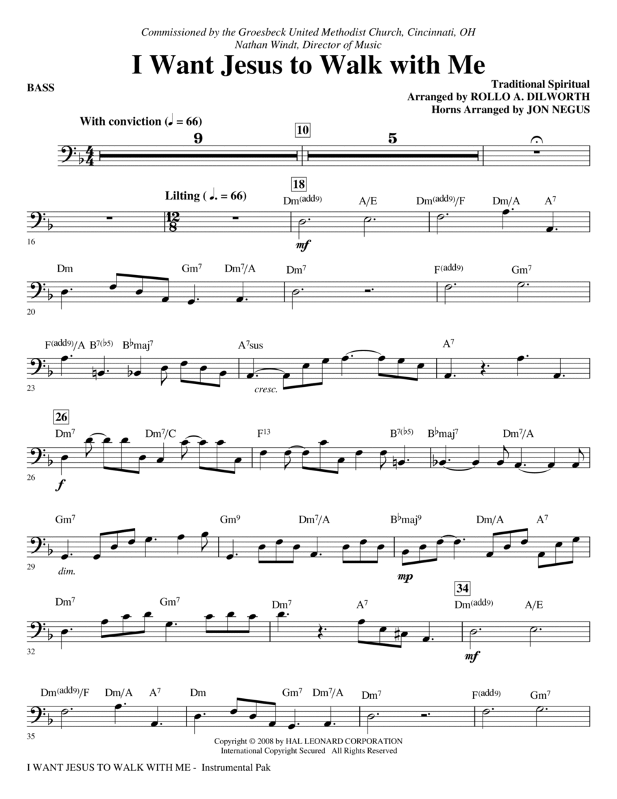 I Want Jesus To Walk With Me - Bass Choir scores gallery preview page 1