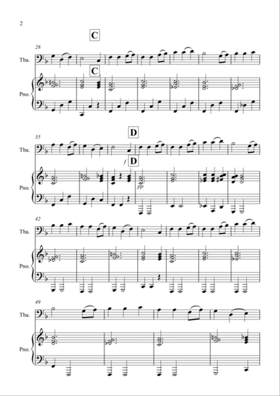 Away in a Manger for Tuba and Piano Brass Duet scores gallery preview page 2