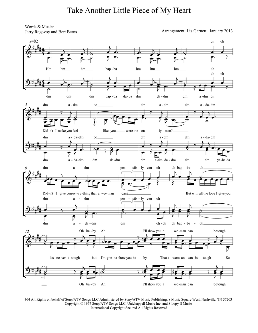 Piece Of My Heart SSAA scores gallery preview page 1