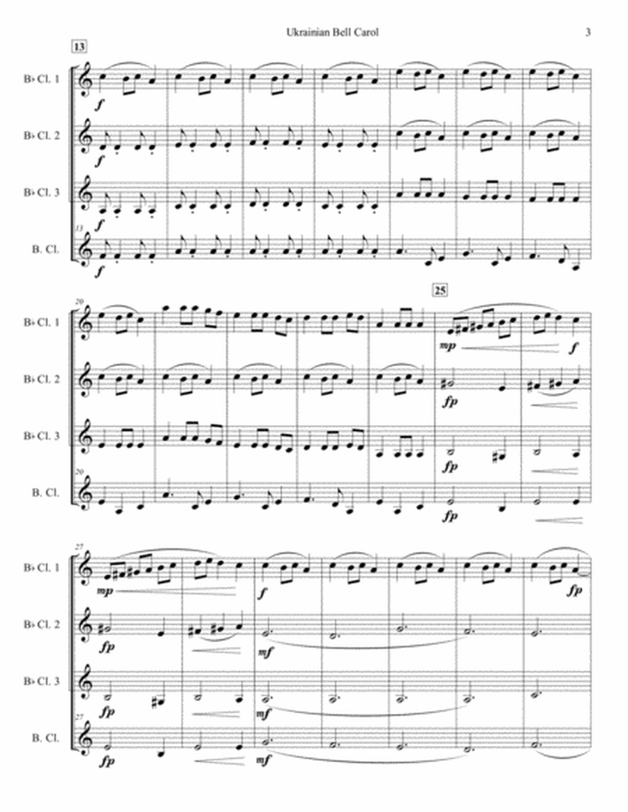Ukrainian Bell Carol for Clarinet Quartet image number null