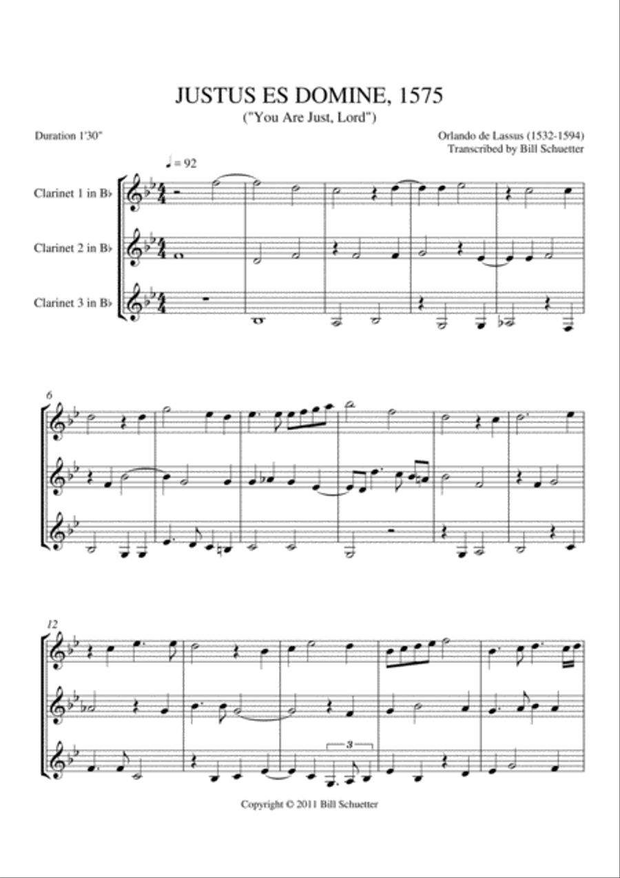 Justus Es, Domine Clarinet Trio scores gallery preview page 1