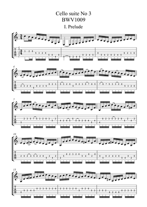 Prelude (from Cello suite No 3 BWV 1009) in A minor