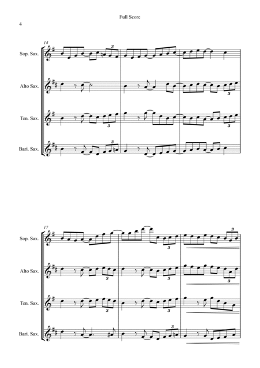 Pachelbel's Canon - in a Jazz Style - for Saxophone Quartet Saxophone Quartet scores gallery preview page 6