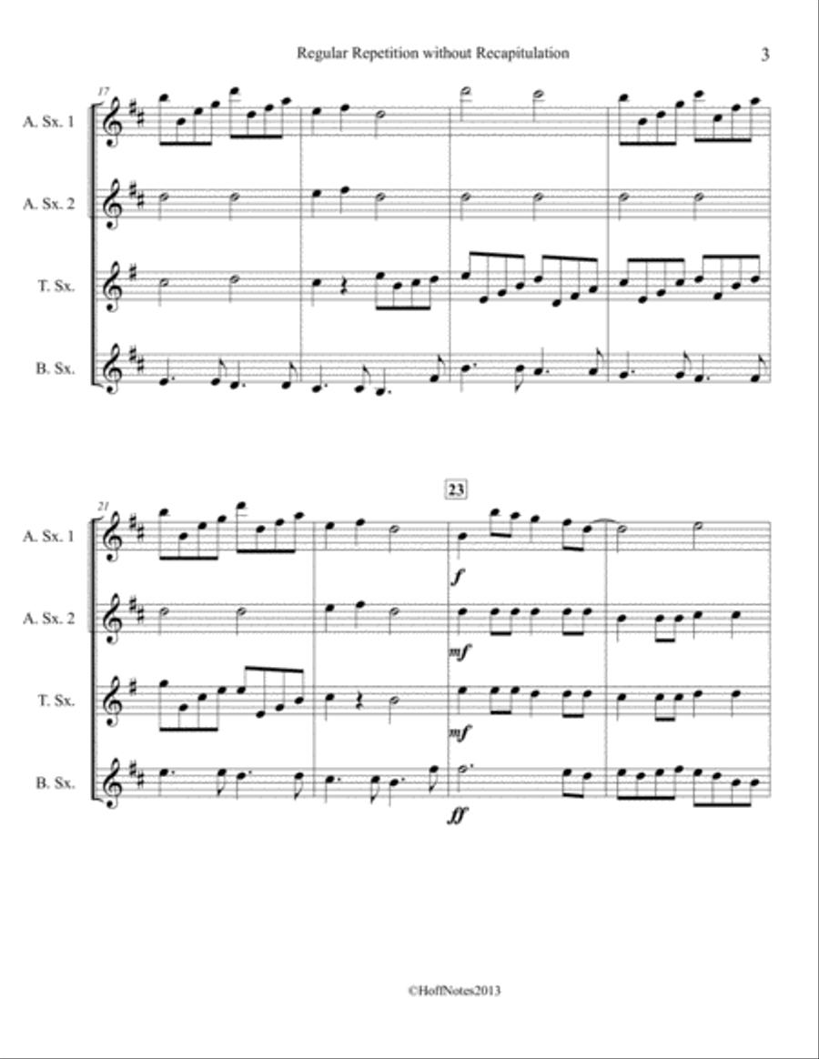 Regular Repetition without Recapitulation Woodwind Quartet scores gallery preview page 3