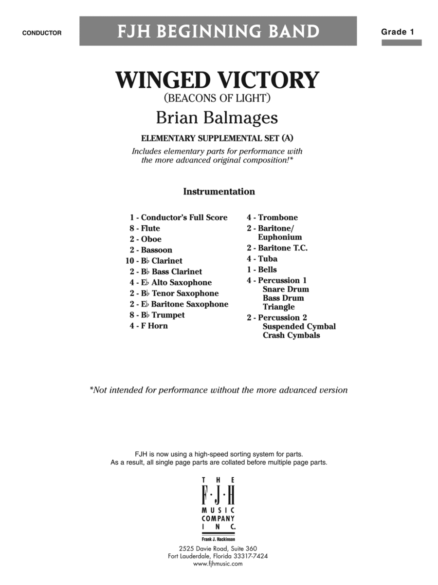 Winged Victory - Elementary Supplemental (A): Score Concert Band scores gallery preview page 1