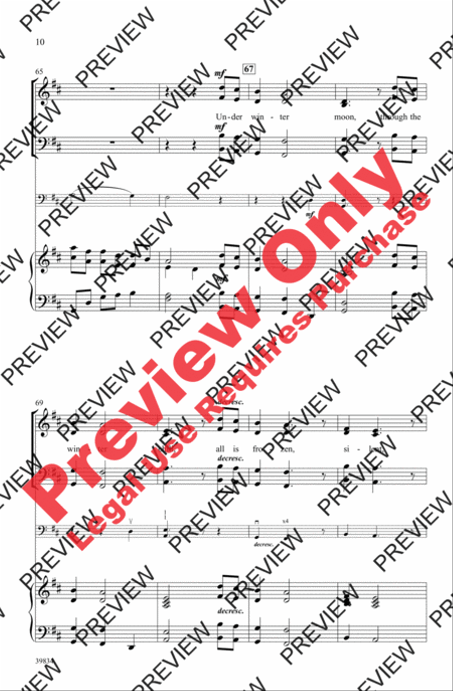 Under Winter Moon 4-Part scores gallery preview page 21