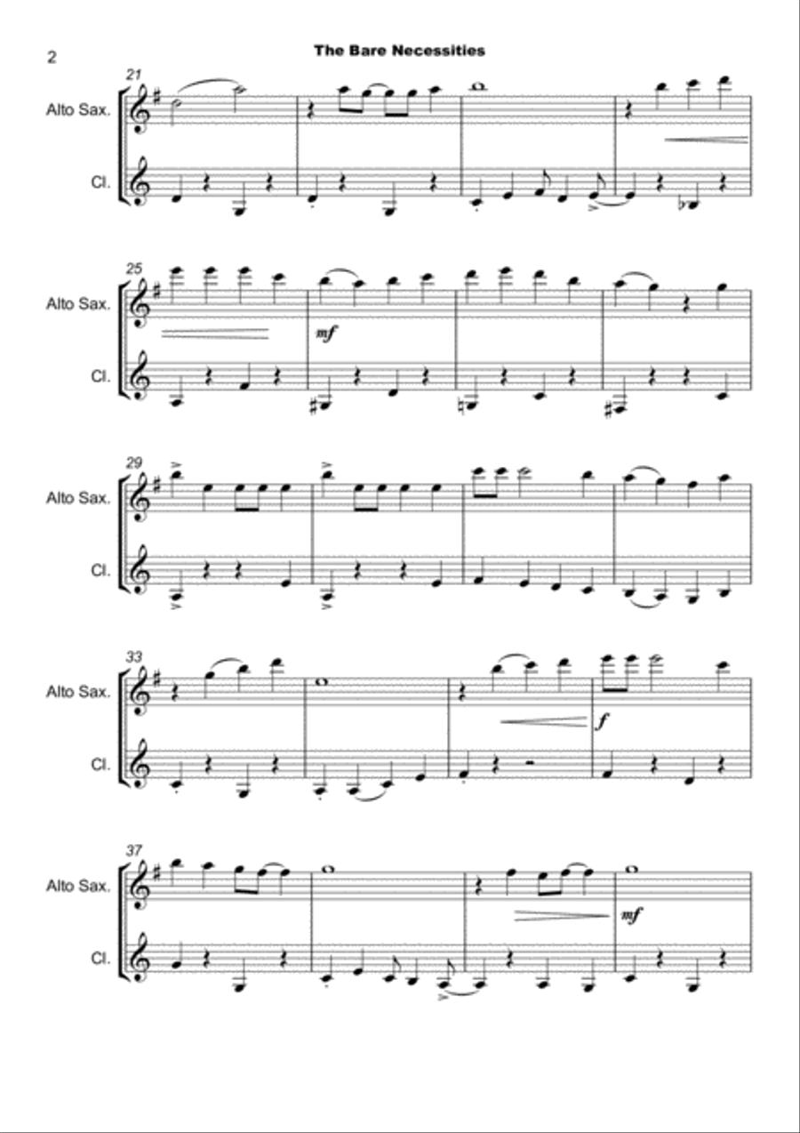 The Bare Necessities from THE JUNGLE BOOK Woodwind Duet scores gallery preview page 3