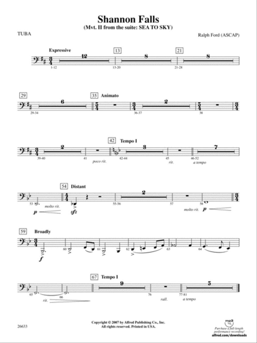 Shannon Falls: Tuba Shannon Falls: Tuba Full Orchestra scores gallery preview page 1