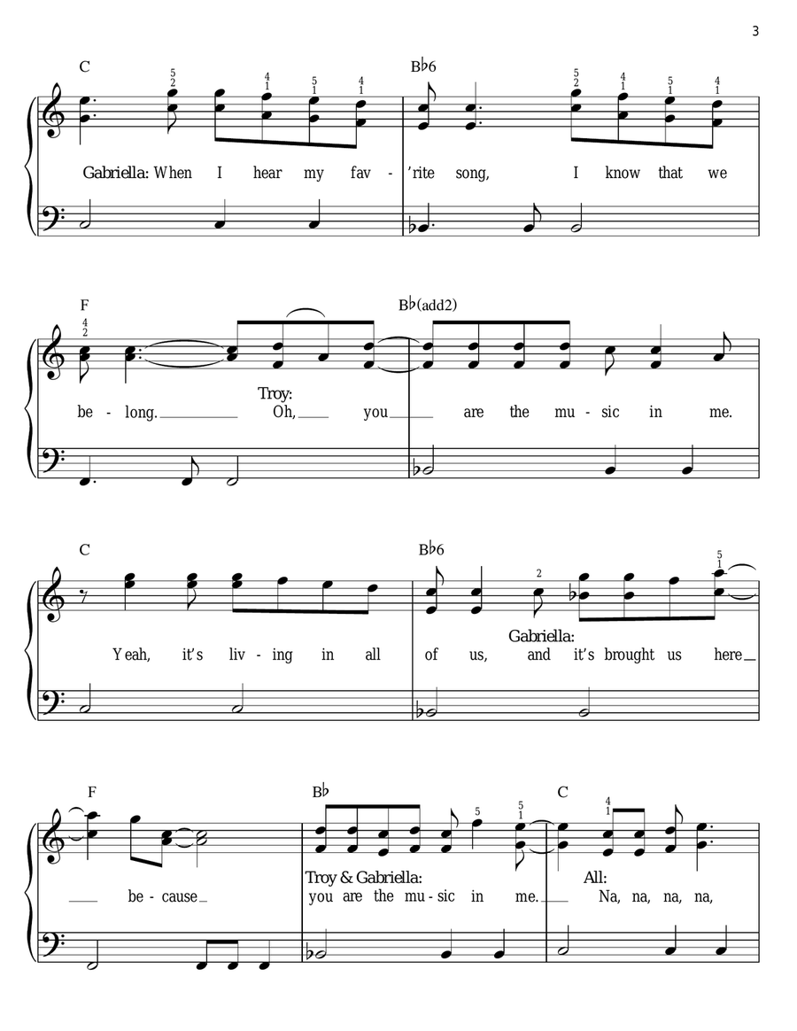 You Are The Music In Me (from High School Musical 2) Easy Piano scores gallery preview page 3