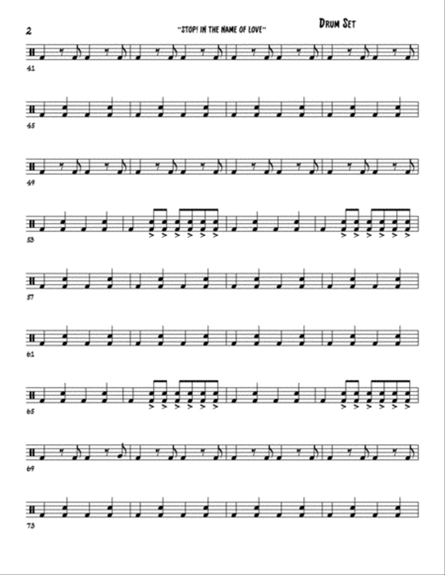 Stop! In The Name Of Love Drum Set scores gallery preview page 2
