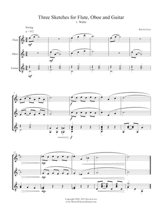 Three Sketches for Flute, Oboe and Guitar - Score and Parts