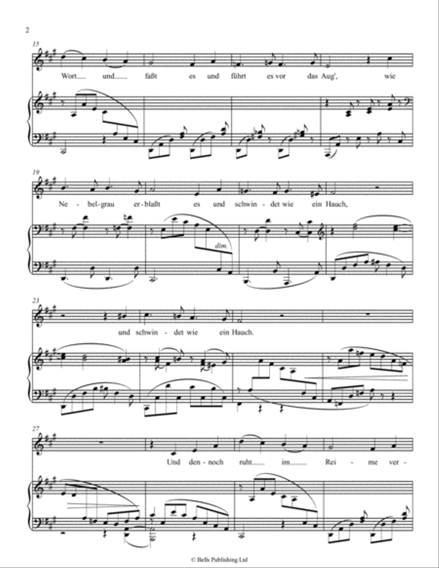 Wie Melodien zieht es mir, Op. 105 No. 1 (Original key. A Major) Voice Solo scores gallery preview page 2