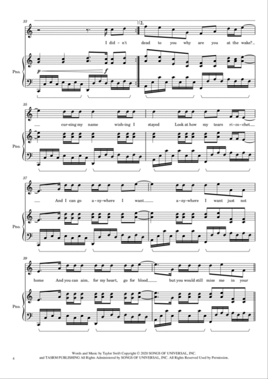 My Tears Ricochet Voice scores gallery preview page 4