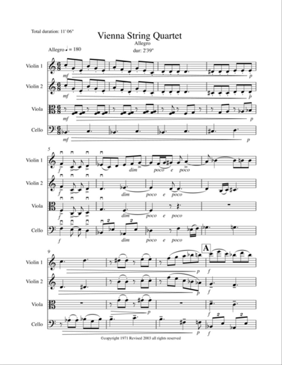 VIENNA STRING QUARTET String Quartet scores gallery preview page 1