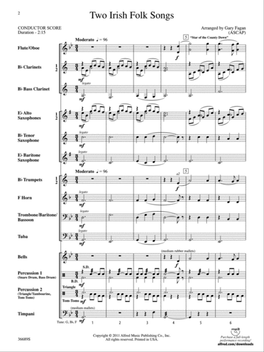 Two Irish Folk Songs Concert Band scores gallery preview page 2