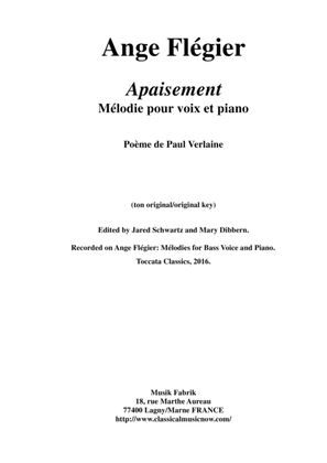 Ange Flégier: Apaisement for medium voice and piano