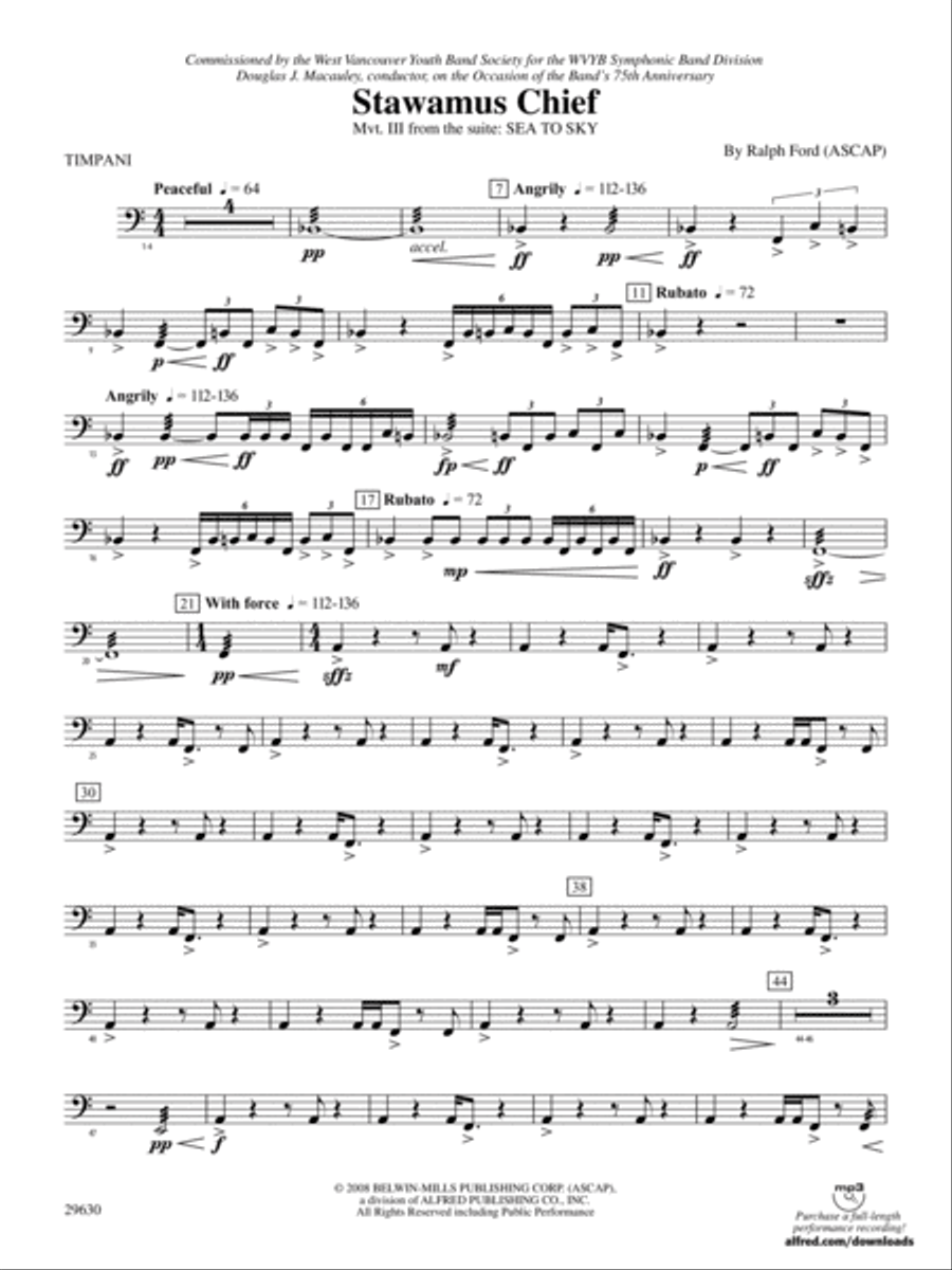 Stawamus Chief: Timpani Concert Band scores gallery preview page 1
