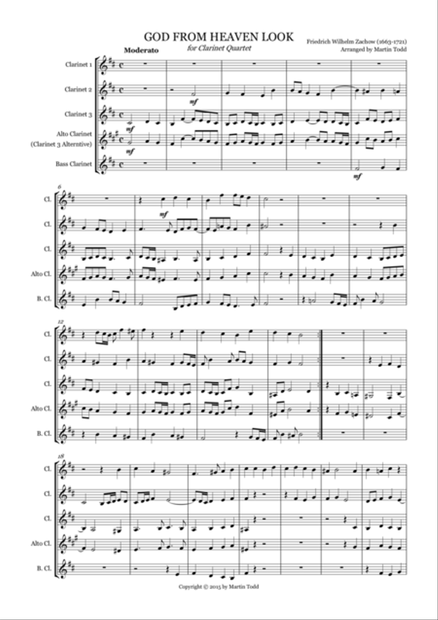 God from Heaven Look for Clarinet Quartet Clarinet Quartet scores gallery preview page 1