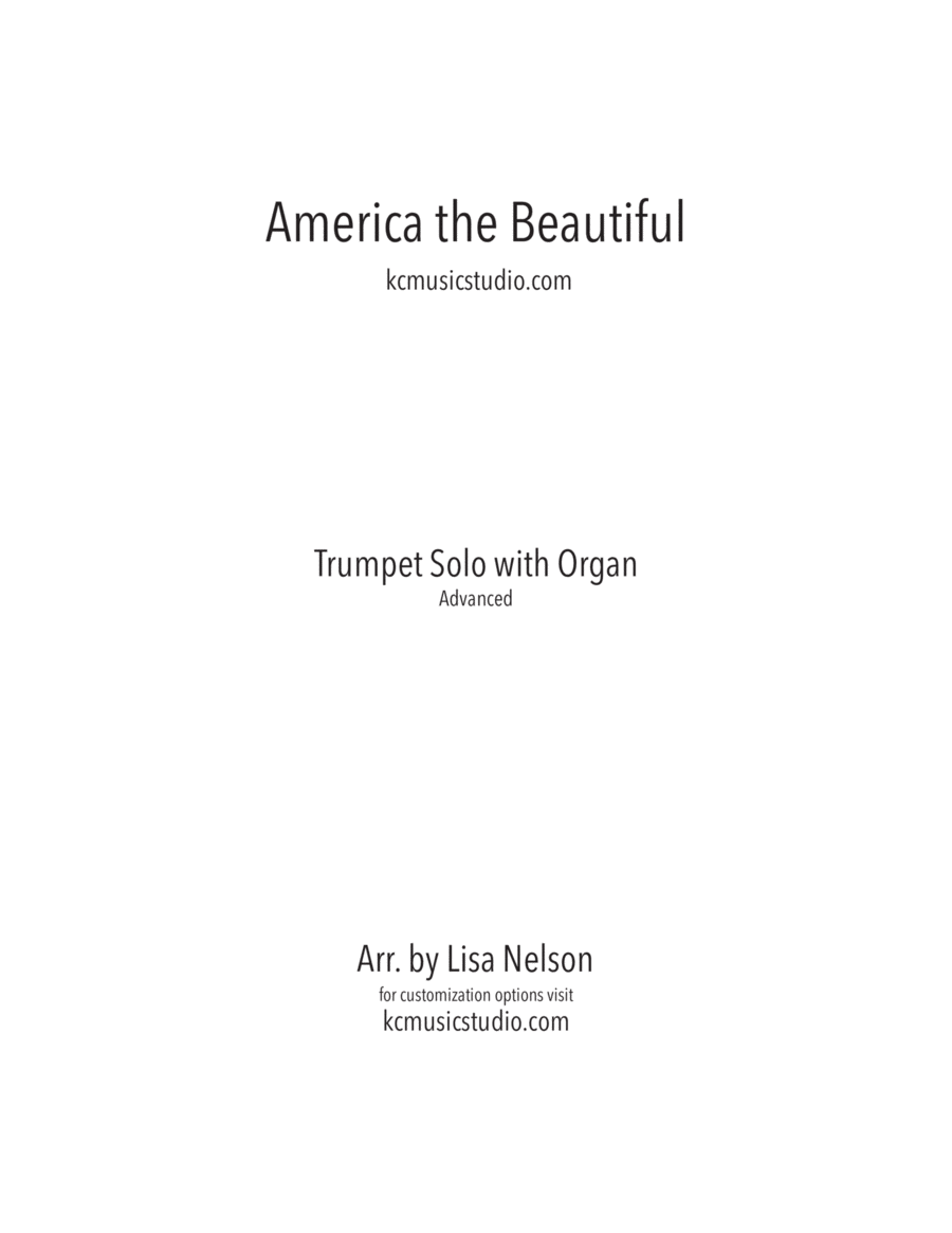 America the Beautiful Trumpet Solo and Organ - Advanced B-Flat Trumpet scores gallery preview page 1