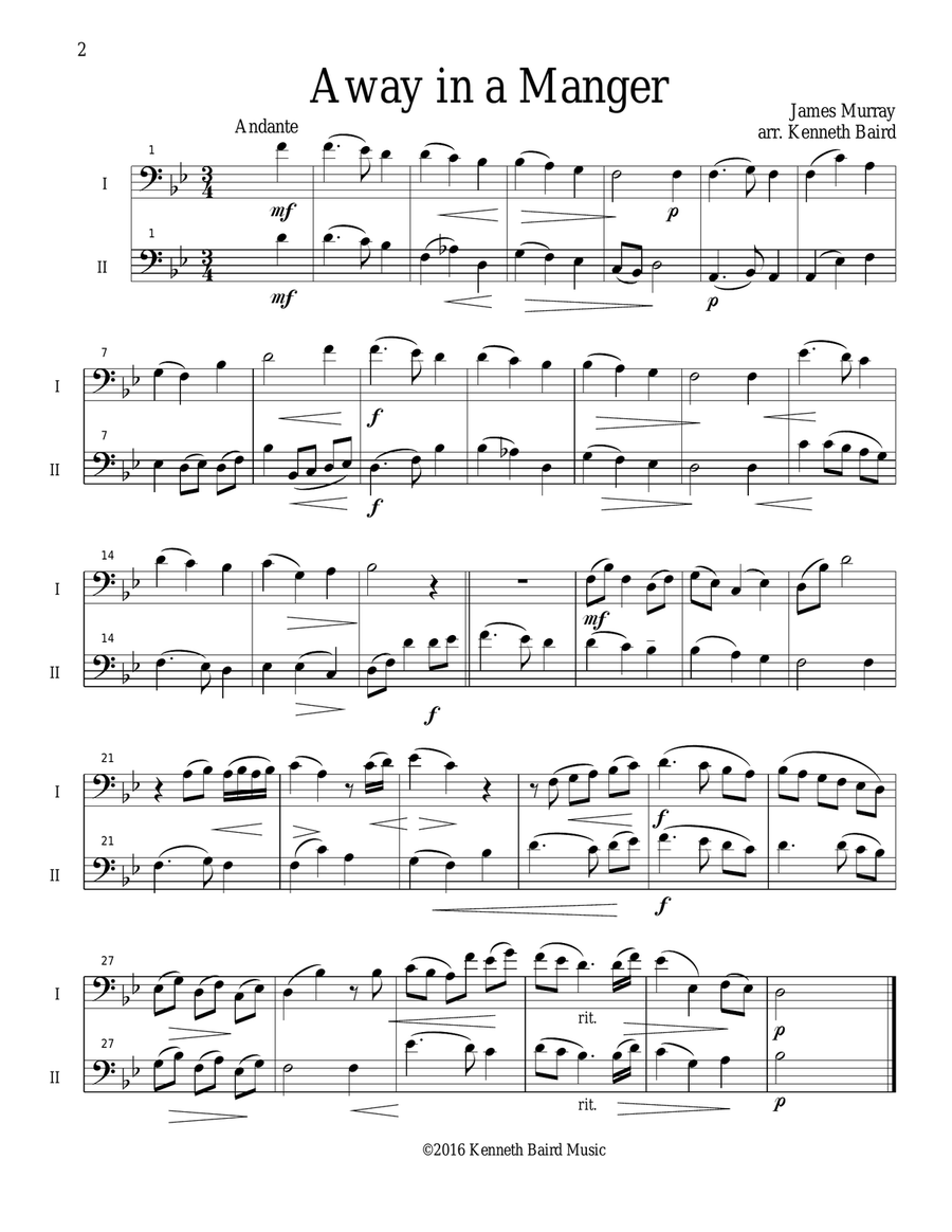 12 Christmas Duets for Bass Clef Instruments Small Ensemble scores gallery preview page 3