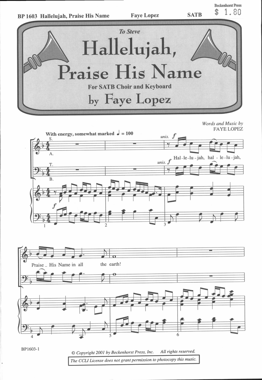 Hallelujah, Praise His Name 4-Part scores gallery preview page 2
