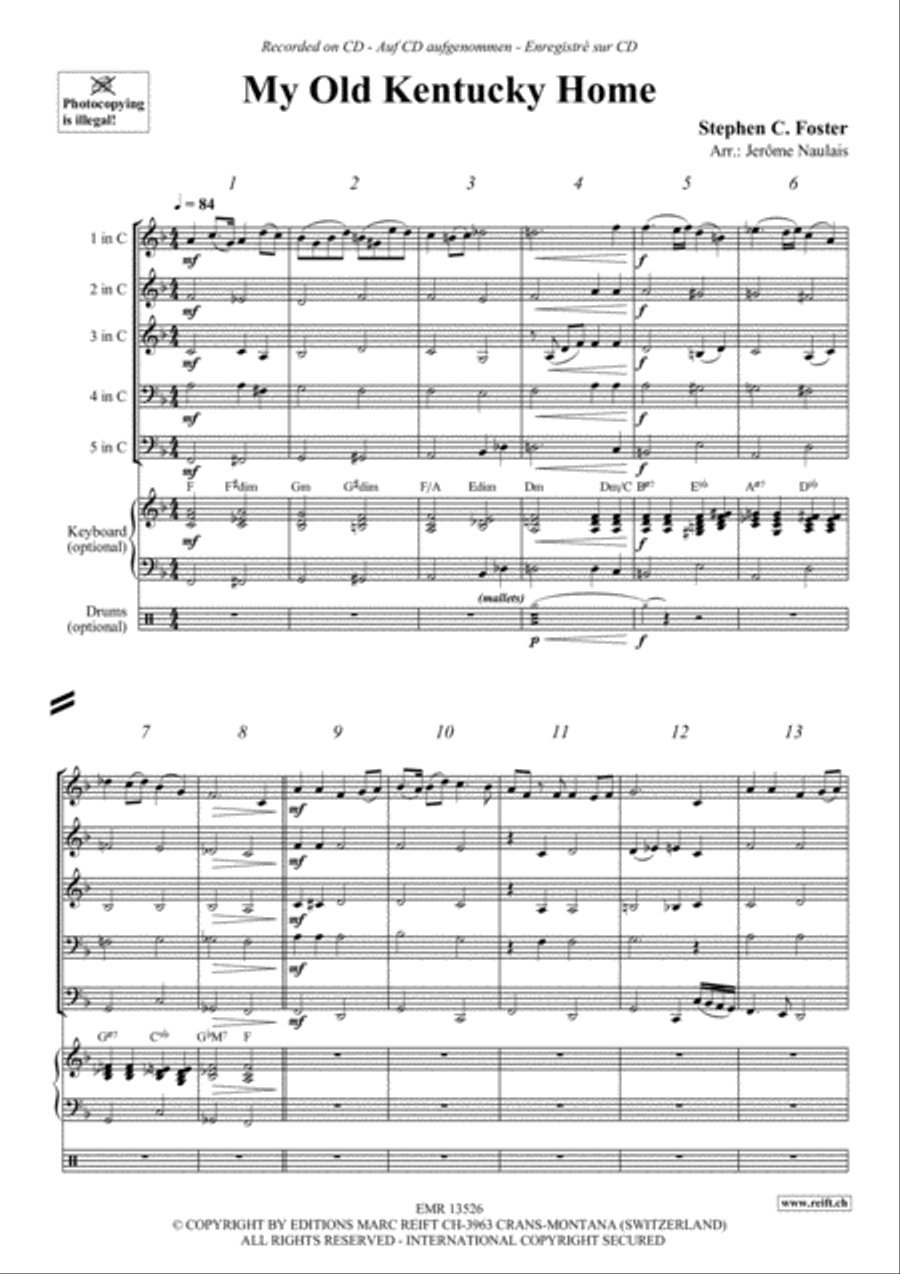 My Old Kentucky Home Woodwind Quintet scores gallery preview page 3