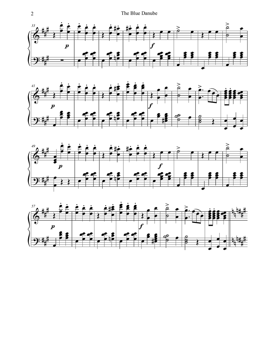 The Blue Danube Waltz Piano Solo scores gallery preview page 2