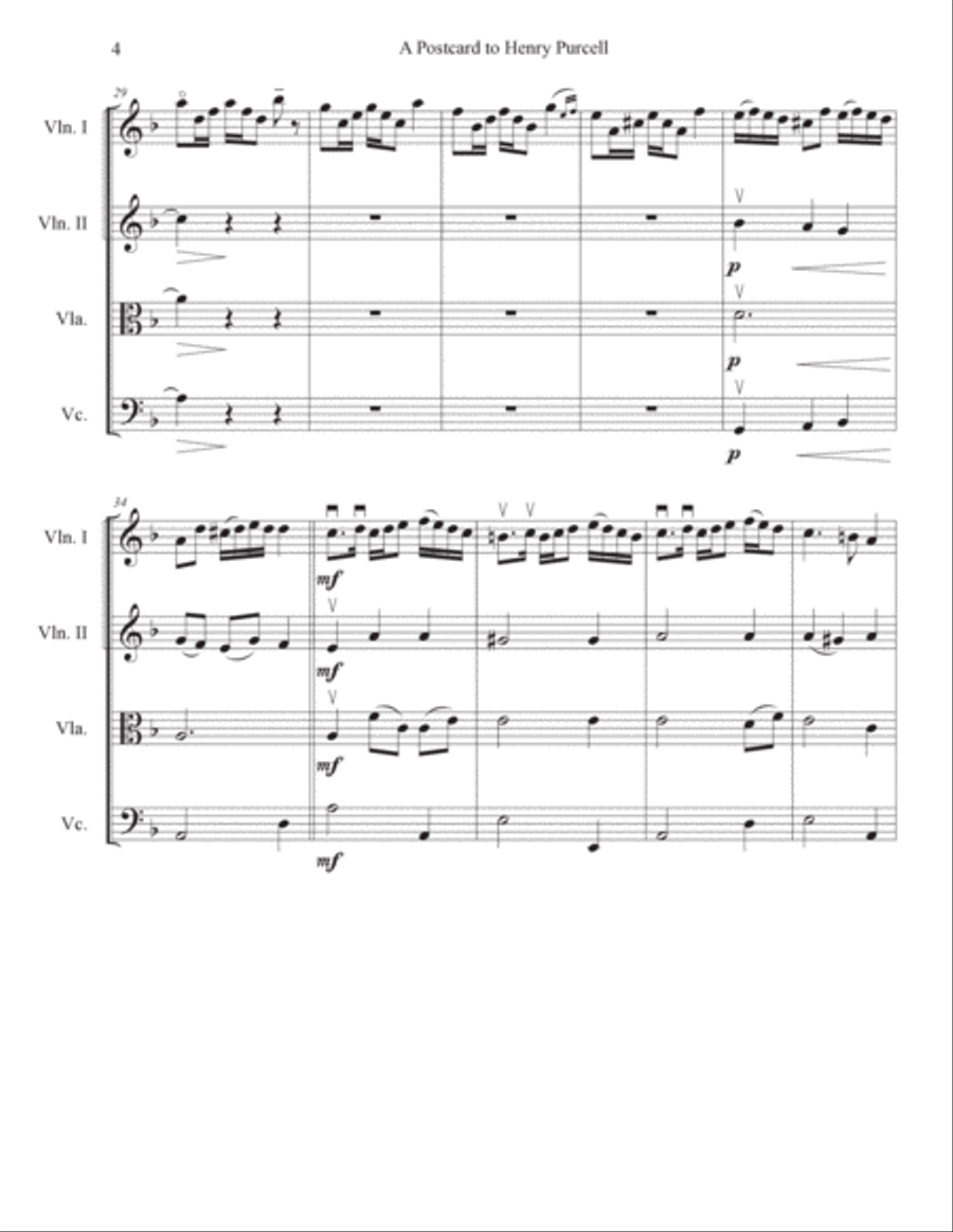 A Postcard To Henry Purcell String Quartet scores gallery preview page 4