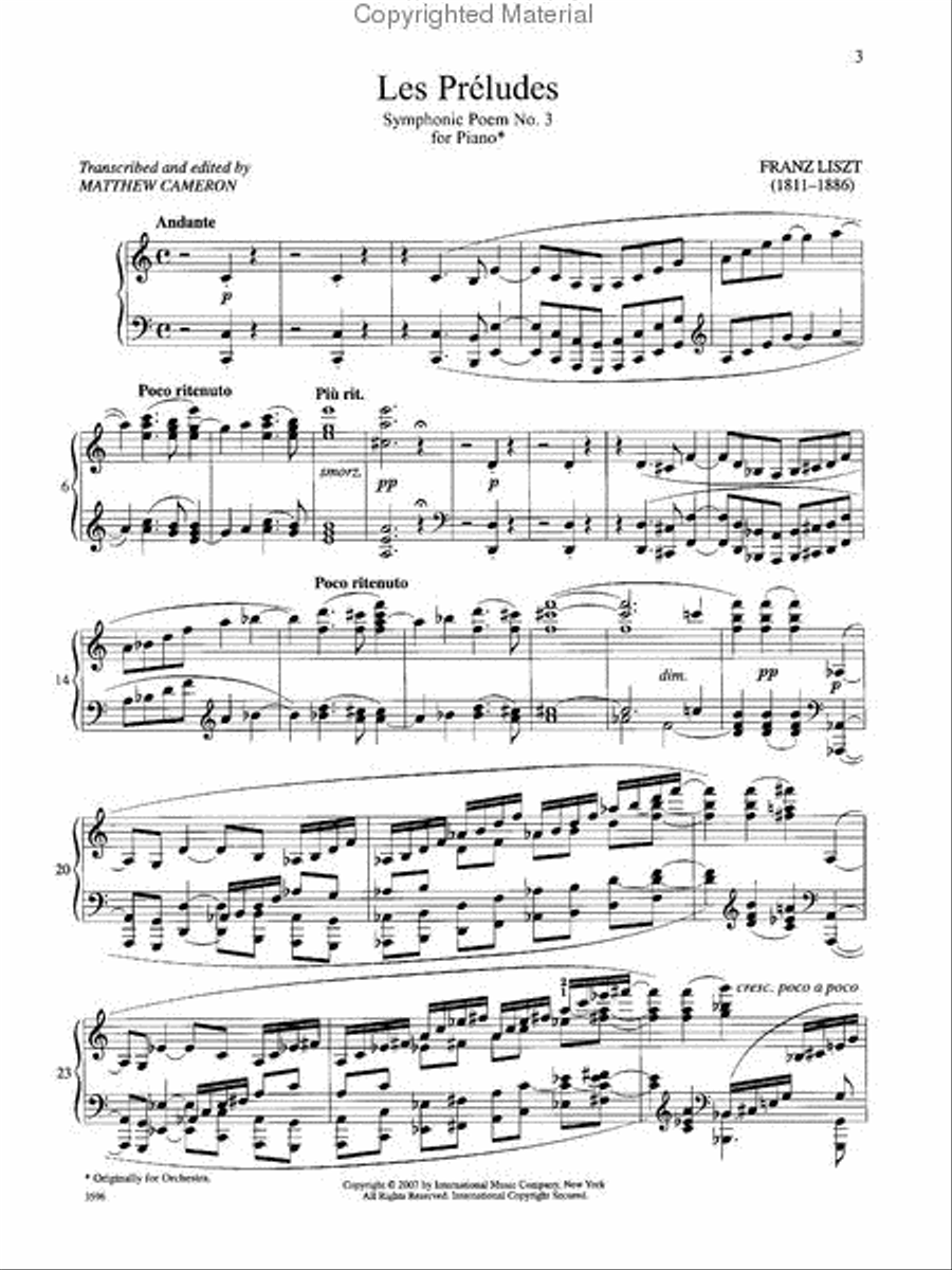 Les Preludes, Symphonic Poem No. 3 Piano Solo scores gallery preview page 2